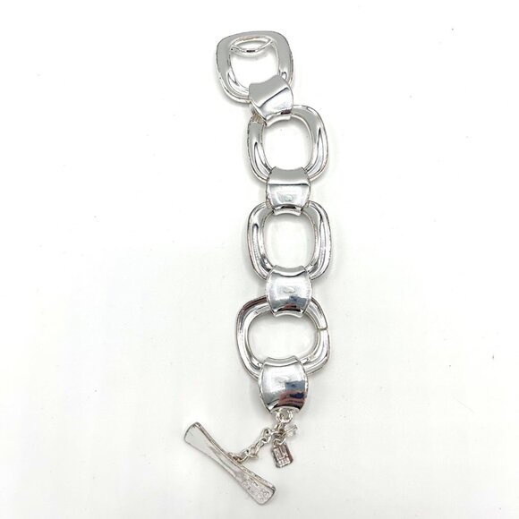 SIGNED ROBERT LEE MORRIS RLM SOHO SILVER-TONE CHUNKY CHAIN LINK BRACELET - Picture 2 of 5